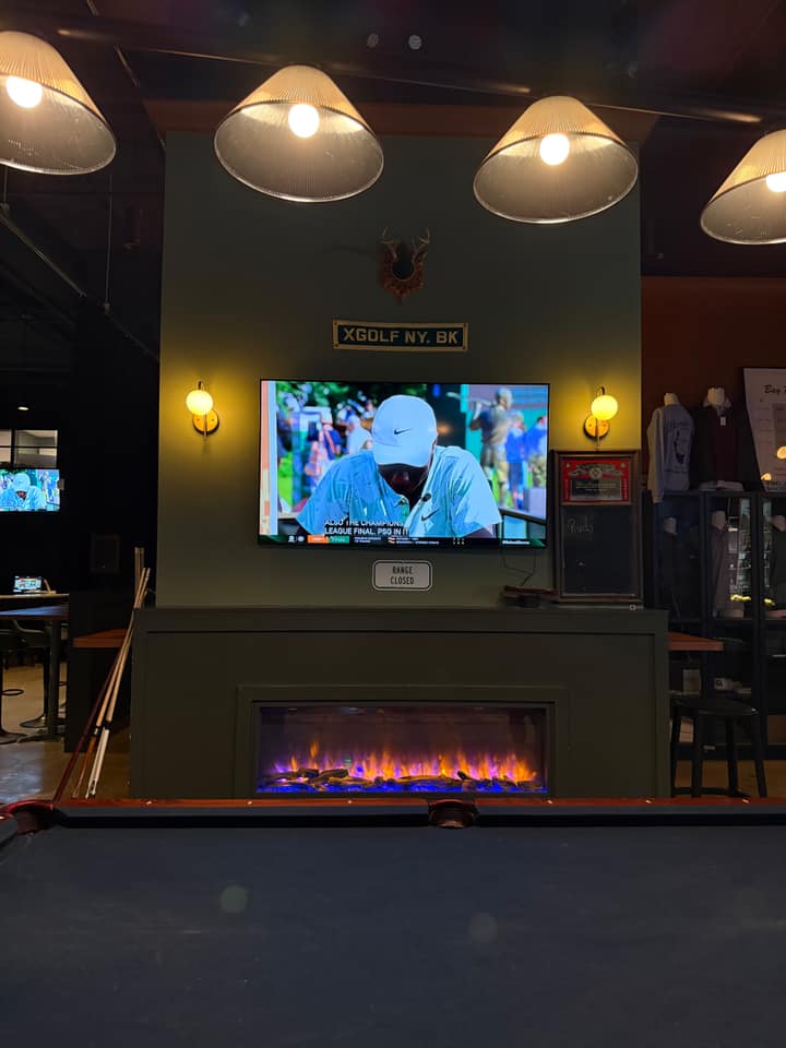 Fireplace and the big screen